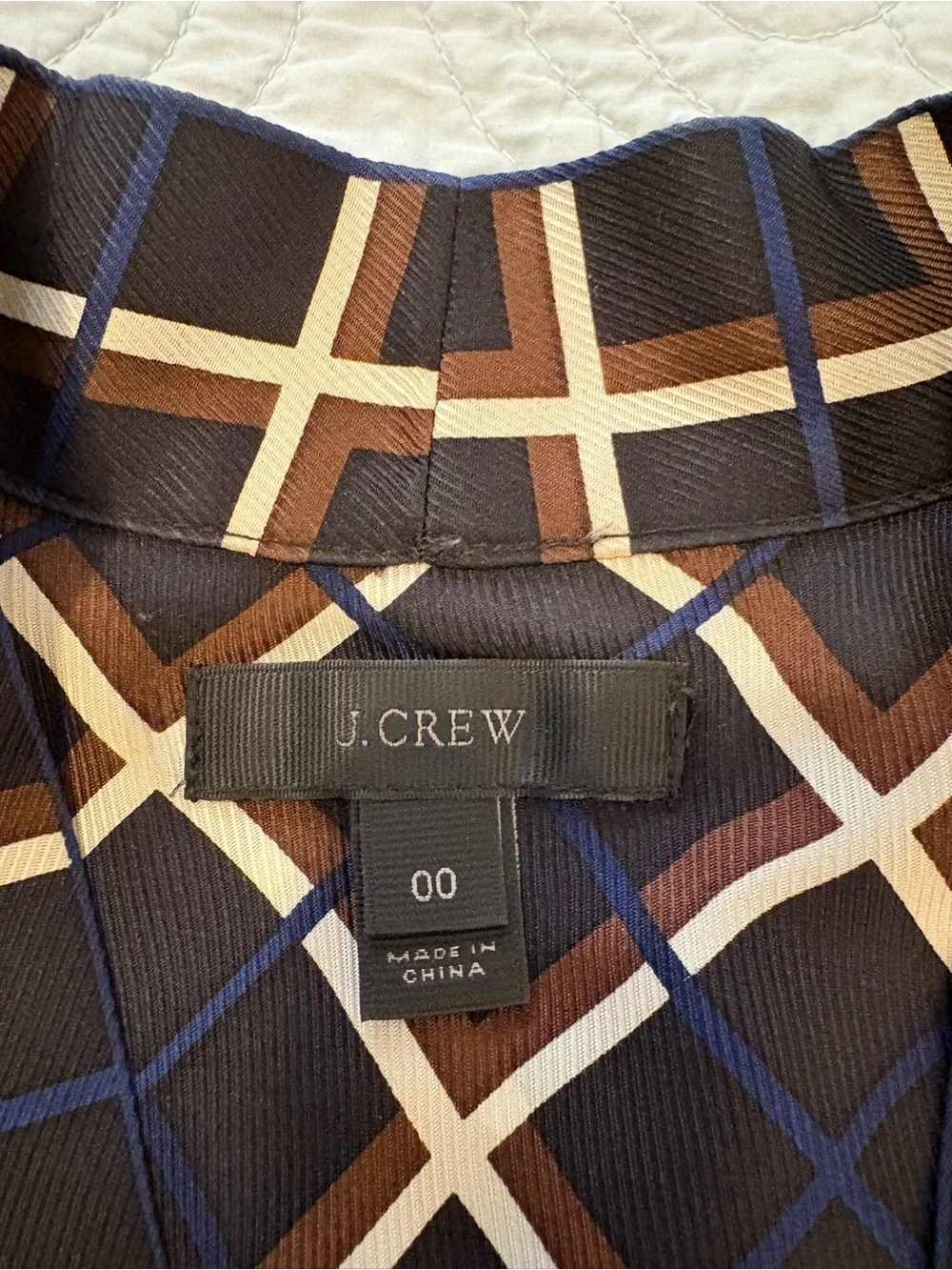 J Crew silk windowpane print top. Size 00.